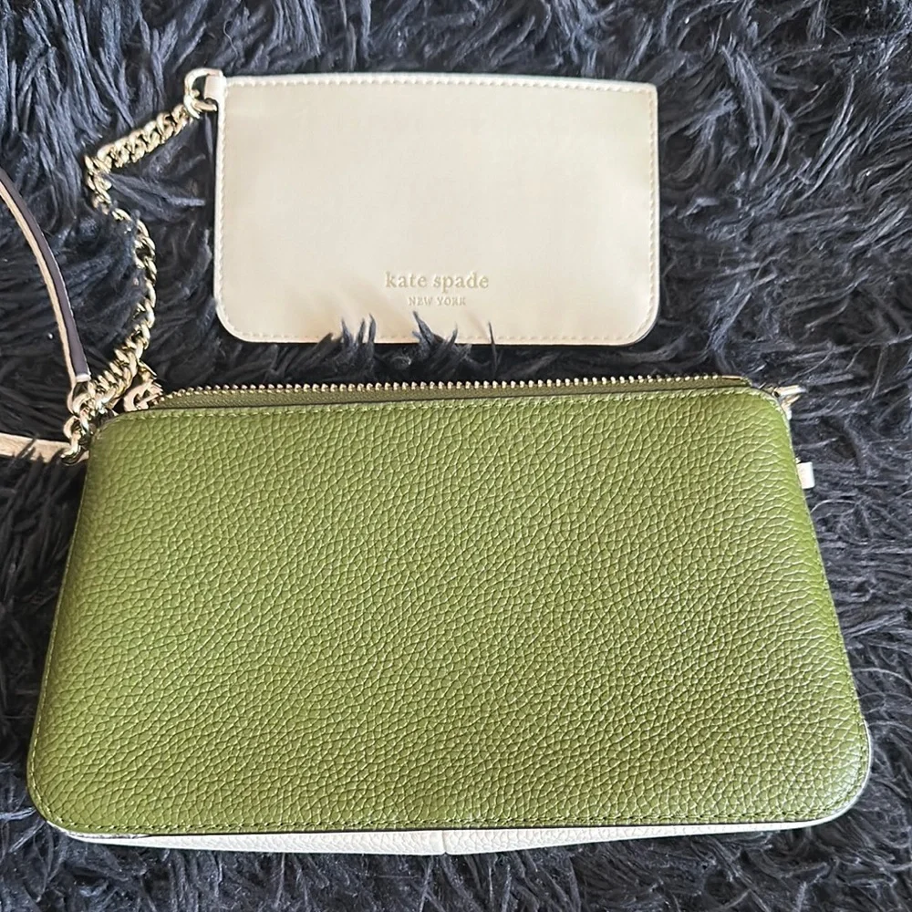 kate spade Green and Cream Leather Crossbody with Cardholder
